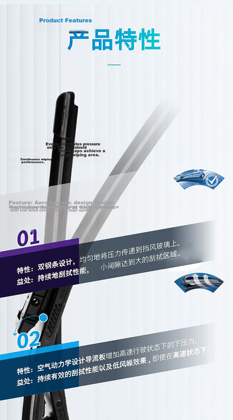 BOSCH Wind Wing U Wiper Blade, 24/16 Inch, Compatible with BYD F3/F3R/BYD S2/G3/BYD E3, U-Shaped Mounting 7