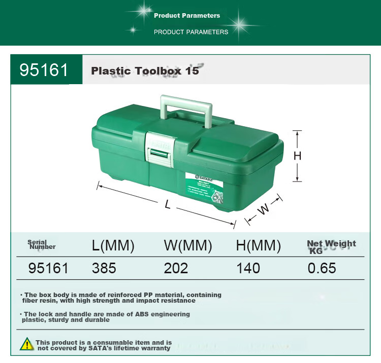 SATA Double-Layer Plastic Toolbox Household Storage Box 95164 21" Plastic Toolbox 4