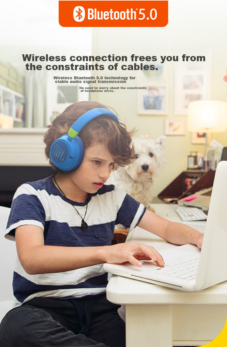 JBL JR460NC Over-Ear Noise-Cancelling Bluetooth Headphones for Kids, Essential Immersive Learning English Online Classes for Students, Airplane And High-Speed Rail Travel, Mid-Autumn Festival Gift, Cherry Blossom Purple 6