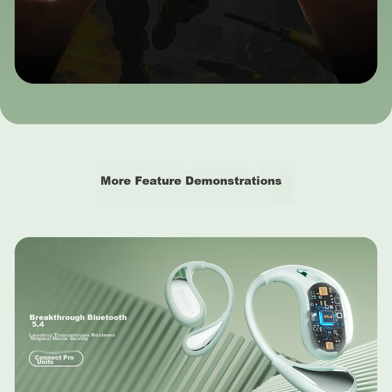 Aiwa AW35 Lightweight Luxury Experience Bone Conduction Open Wireless Sports Ear-Hook Bluetooth Headphones Compatible with Huawei Xiaomi Apple Honor Latest Model White 28