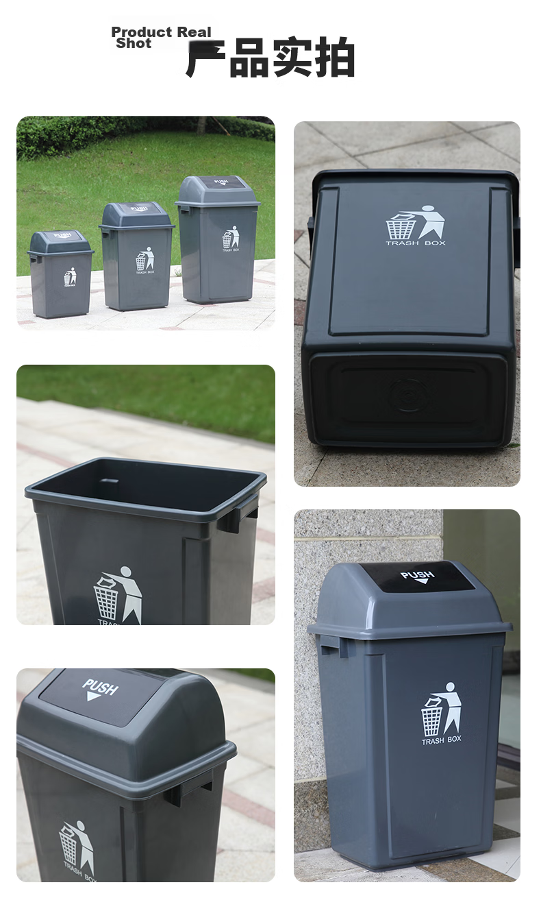 OLPAU Trash Can without Lid, 40L Square, Black And Gray, for Home Kitchen Commercial Use, Restaurant-Specific Large Garbage Bi 9