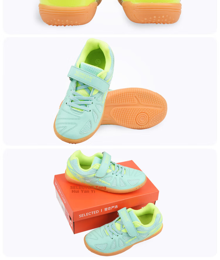 E-LIAN TT WINION Selected Children's Table Tennis Shoes Boys Girls Breathable Non-Slip Sports Shoes White Blue Size 30 15
