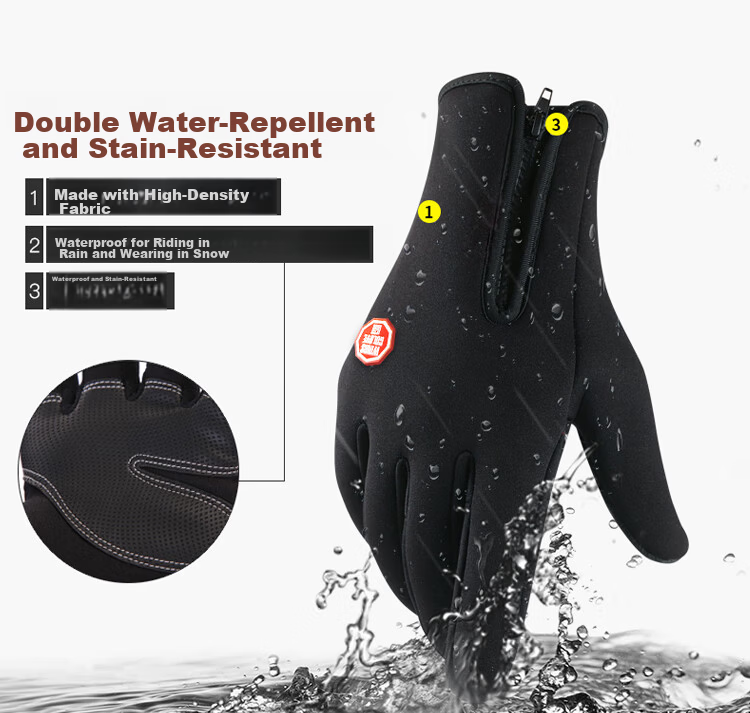 BWNK Sports Ski Gloves, Winter Warm Gloves, Windproof, Cold-Resistant, Waterproof, Thickened Cycling Gloves, Riding Gloves, Winter Men's 8