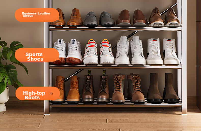 Yicai Nianhua Stainless Steel Thickened Simple Shoe Rack Multi-layer Household Economical Dormitory Door Shoe Cabinet 1107-SR 17