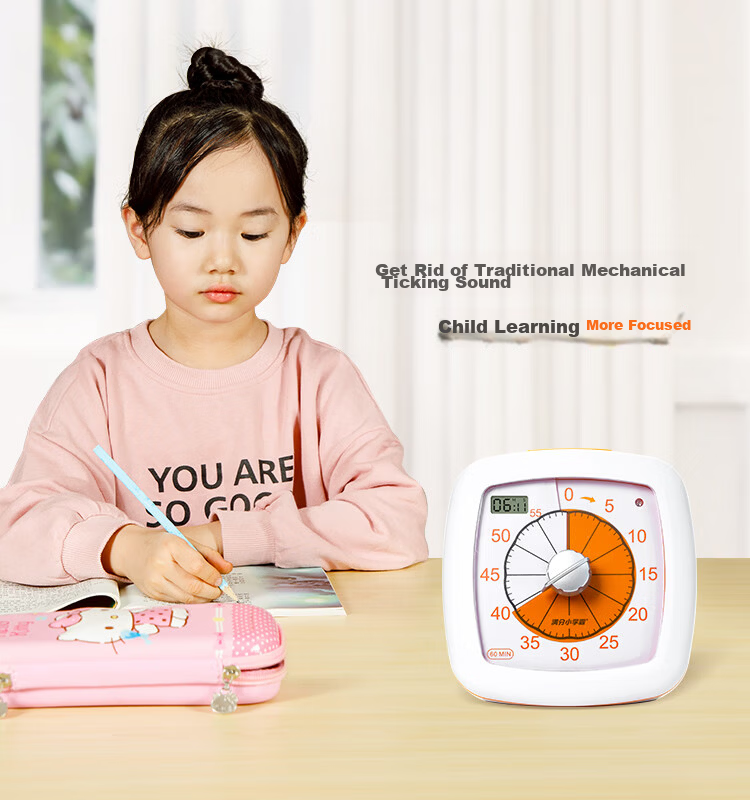 Perfect Score Little Scholar Orange Visual Timer Learning Dedicated Children's Self-Discipline Time Manager Timing Reminder Back to School Season 12