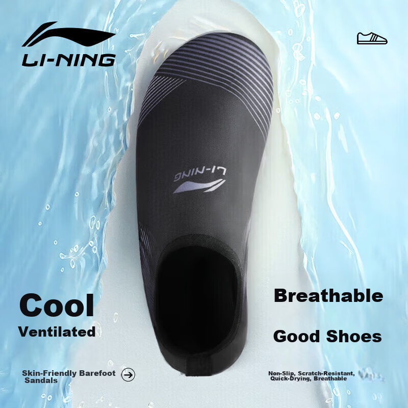 LI-NING Snorkeling Shoes Fashionable Diving Beach Shoes Water Park Non-Slip Swimming Shoes 9202 (Size 43-44)