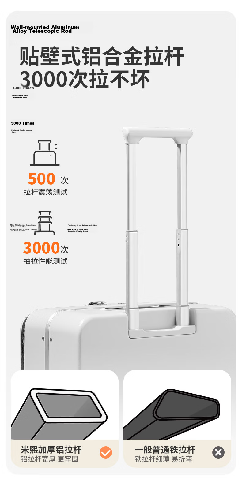 Mixi Side-Opening Aluminum Frame Suitcase, Men's Trolley Case, Luggage, Large Capacity Password Lock Suitcase, Travel Case for Women, 18 Inches, Smoke White 17