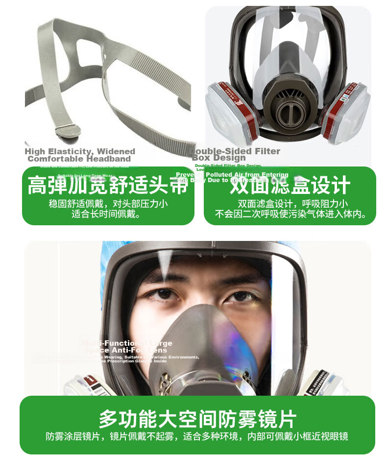 Leyoubai Easy Anti-Toxic Full Face Mask for Ammonia and Organic Derivative Gases, Dual-Purpose Dust and Toxic Mask for Fertilizer Plant Chemical Industry, Firefighter Respirator Mask 10