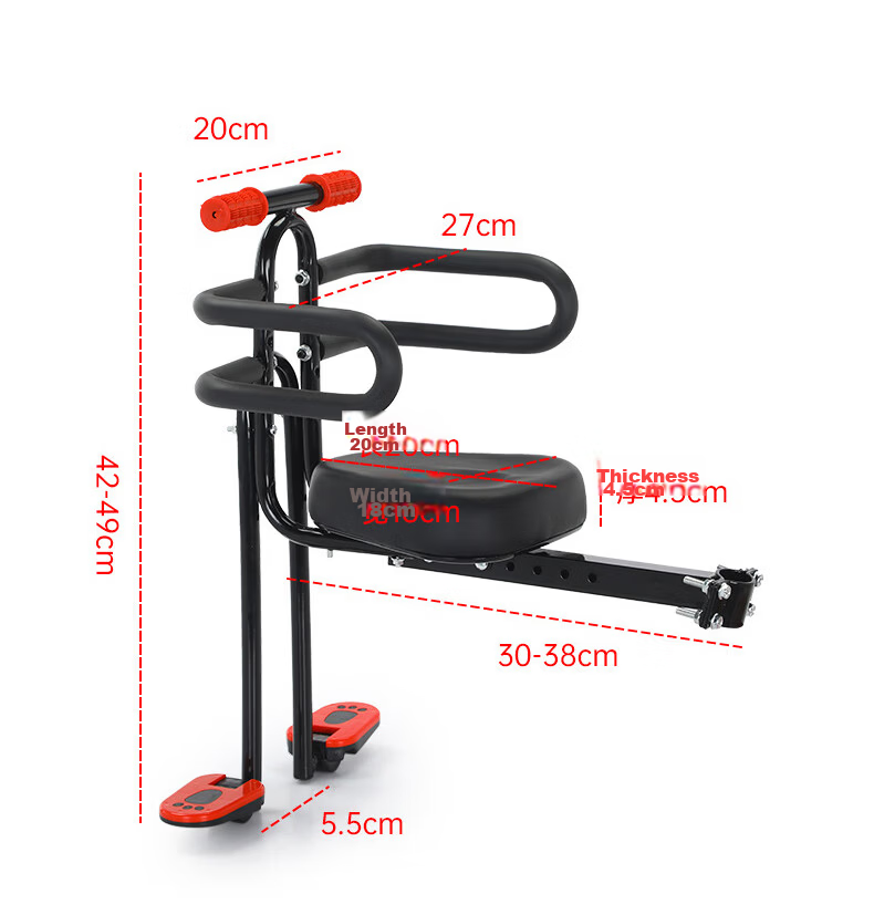 40,000km Mountain Bike Front Child Seat Baby Safety Seat Adjustable Handrail Footrest 11