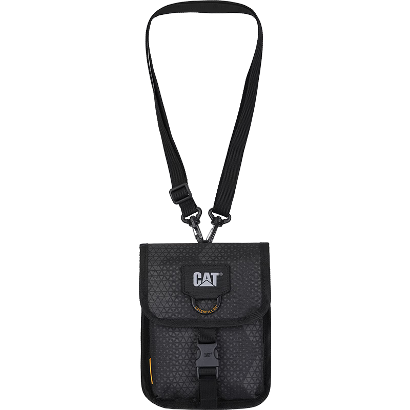 CAT Mini Shoulder Bag Small Phone Bag Casual Crossbody Outdoor Sports Neck Hanging Lightweight Flap Lock Black 84717