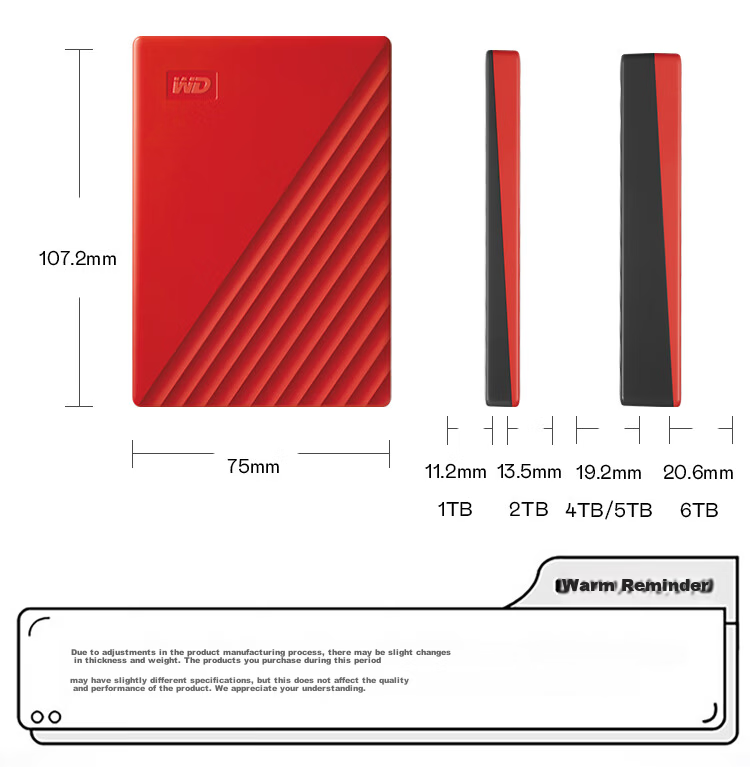 Western Digital 4TB USB 3.0 My Passport Portable External Hard Drive 2.5-inch Red Mechanical HDD Laptop External Large Capacity Encrypted Home Storage 11