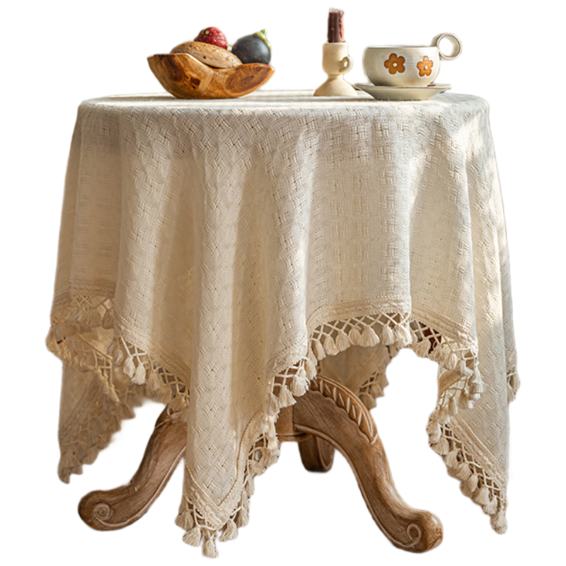Yinshang French Style Ins Japanese Tassel Round Tablecloth Luxury Modern Round Coffee Table Cover