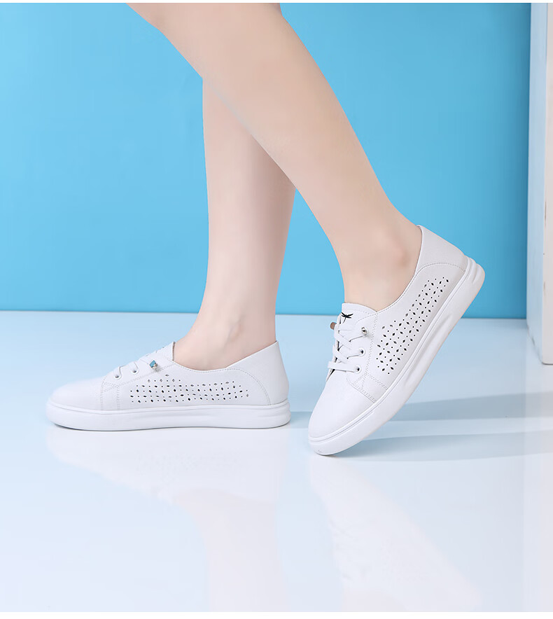 RED DRAGONFLY Women's Casual Shoes, Hollow Breathable Lace-Up White Sneakers, Versatile Women's Skateboard Shoes C0TTN03591 8