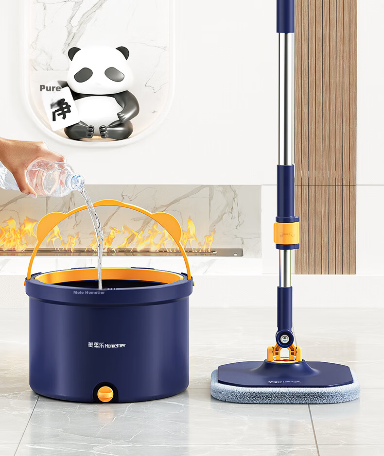 HoMettler Clean and Dirty Separation Spin Mop with 4 Mop Heads, Household One-Mop Cleaning, Hands-Free Washing, Flat Lazy Mop with Glass Cleaner Attachment 12