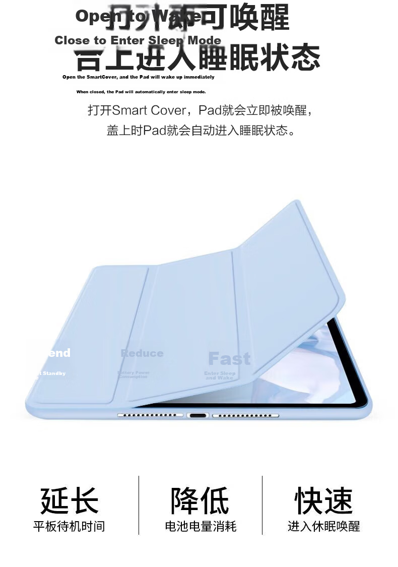 Dunyoujiang Compatible with 2026 Apple IPad Air 11-Inch Case, Suitable for 8th/7th/6th Generation M4/M3, Universal Tablet 360° Rotating Protective Case, Shockproof Sleep/Wake Function, Pencil Holder, White Ice Blue 2