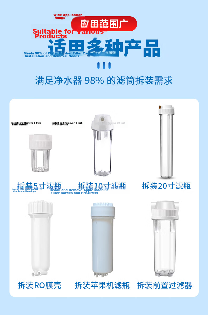 Jingwanhui Universal Water Purifier Wrench for Filter Cartridge and Filter Bottle Removal 10-inch 20-inch W907 RO Tool Accessory 7
