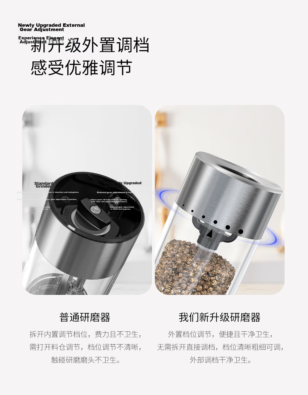 Circle Joy Stainless Steel Electric Pepper Grinder Rechargeable Household Sichuan Pepper Sea Salt Mill Dual Pack 4