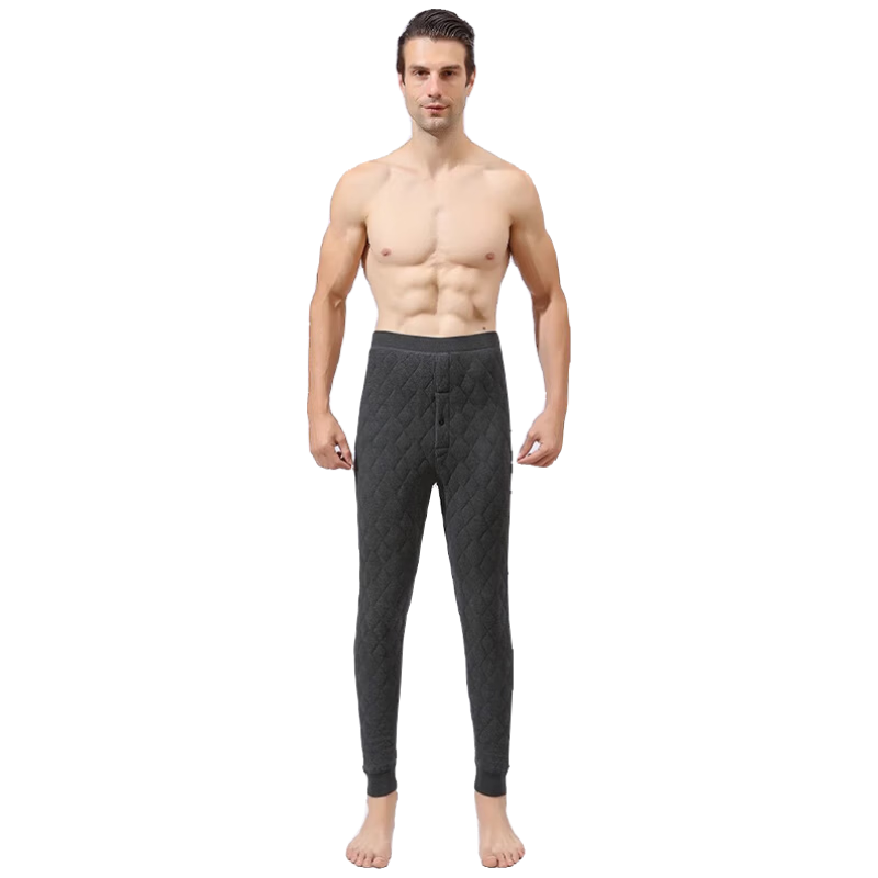 BOPRUIEY Men's Wool Thermal Pants, Lambswool, Winter Extra Warm, Fleece-Lined, Thickened, Diamond Pattern, High-Waist, Plus Size, Extra Thick Cotton Pants