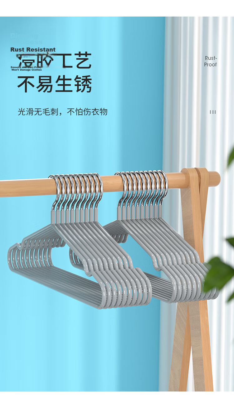 Meiliya Non-Slip Clothes Hangers, Adult No-Trace Household Drying Hangers, Traditional Gray Clothes Hangers, 30 Pieces 6