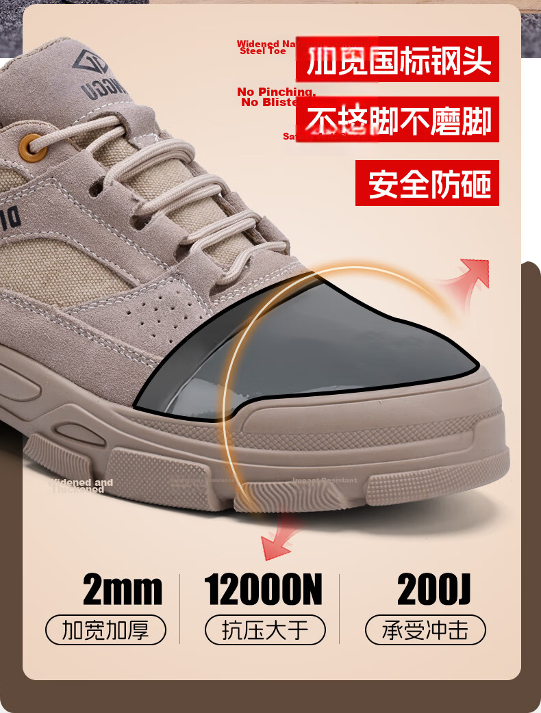 Dinggu Safety Shoes for Men, All-Season Non-Slip Wear-Resistant Anti-Smashing Anti-Puncture Steel Toe Work Boots JD1183MHbu44 9
