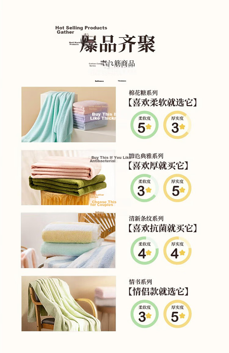 UCHINO New Cotton Candy Bath Towel Pro Gift Box, Class A Pure Cotton Bath Towel, Absorbent High-End Gift Large Bath Towel V 13
