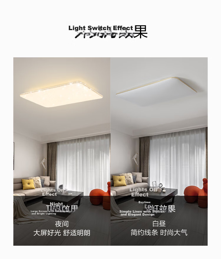 NVC LED Ceiling Light Gold Edge Starry Sky Full Spectrum Three-Color 48W for Bedroom and Dining Room 13