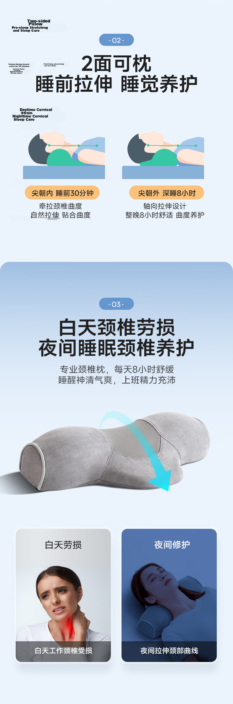 CORY Cervical Pillow for Posture Correction And Straightening, Specially Designed for Deep Sleep, Memory Foam Adult Cylindrical Pillow, Low Profile Pink 3