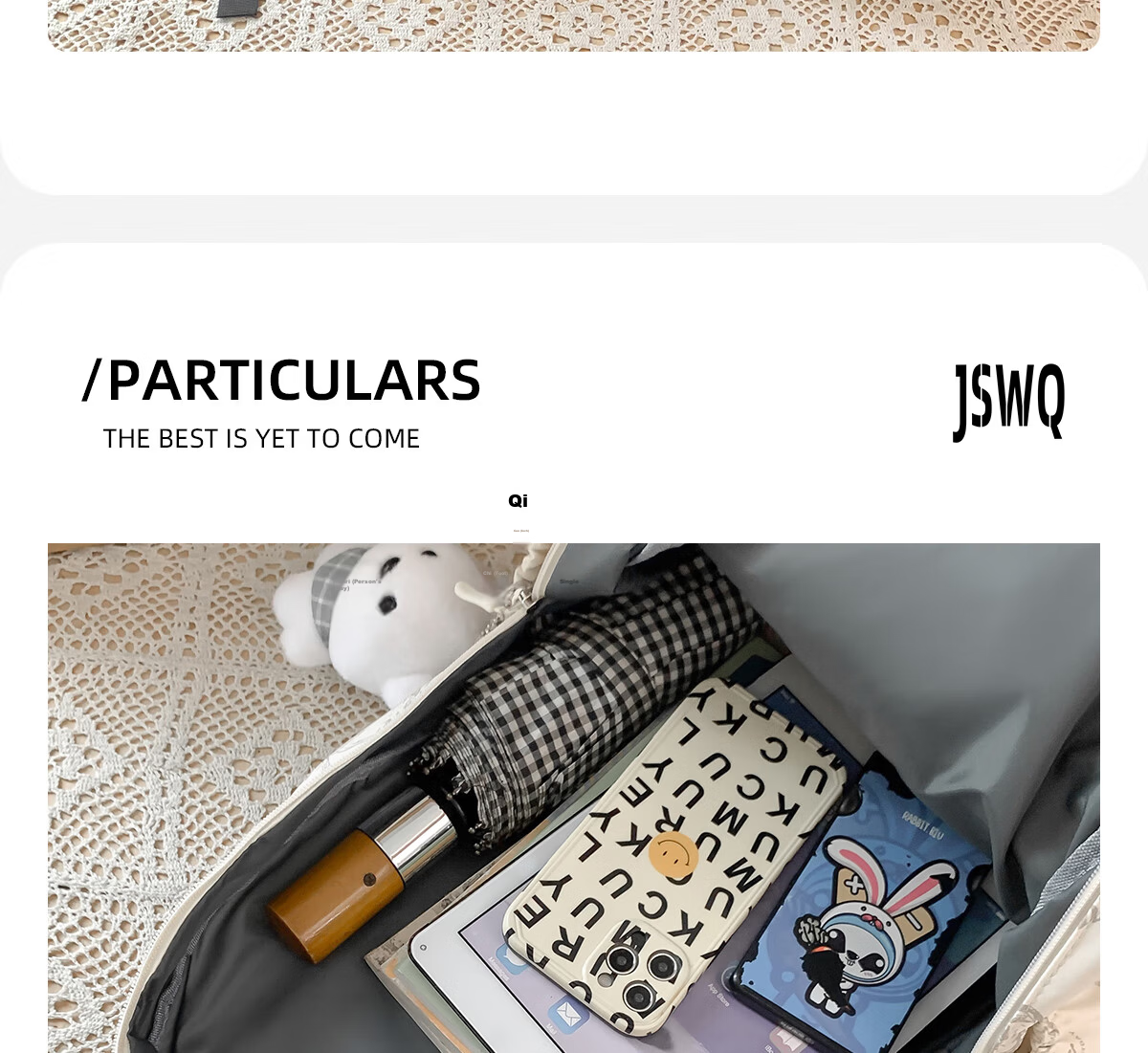 JINSHI WQ Backpack for Female Middle And High School Students, Large Capacity Double Shoulder Bag, New Travel Style, Aesthetically Pleasing Two-Piece Set, Student Backpack 15