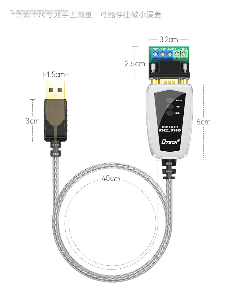 DT-5019 USB to RS485/RS422 Converter Cable 1.2m Serial COM Port Communication Adapter Module 18