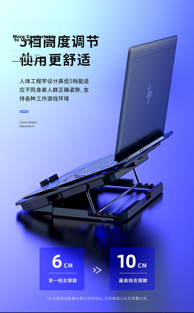 ICE COOREL Laptop Cooling Pad Notebook Stand Dual USB Large Fan Cooling Desk Riser Compatible with 15.6-inch Lenovo Huawei Dell Apple Universal 7