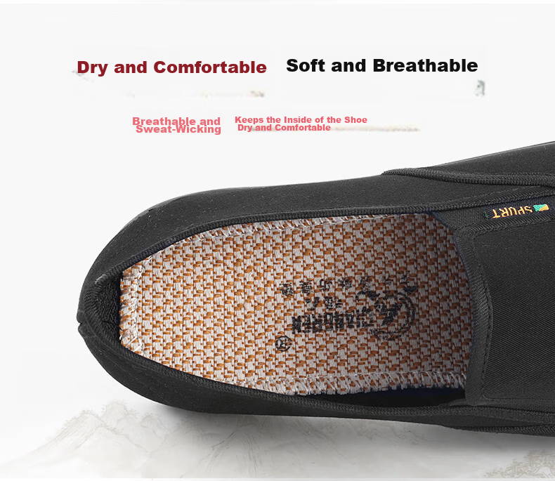 3515 Traditional Cloth Shoes, Breathable Dad Shoes, Casual Rubber Soft-Soled Old Beijing Cloth Shoes for Men, Work Shoes, Black, Size 41 7