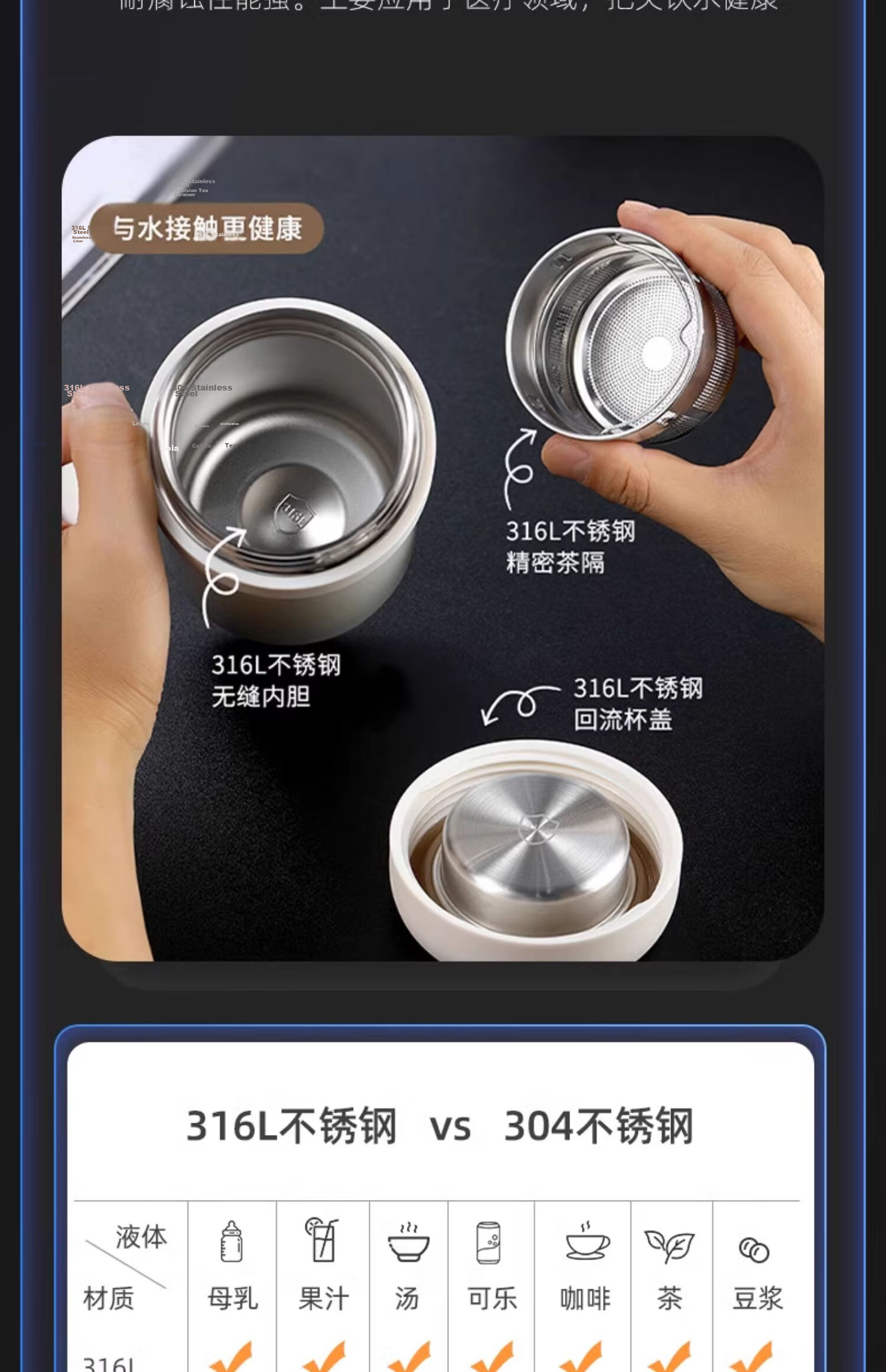 Fuguang Insulated Bottle 316 Stainless Steel Large Capacity Office Tea Separation Smart Water Cup High-Value Gift for Men and Women 5