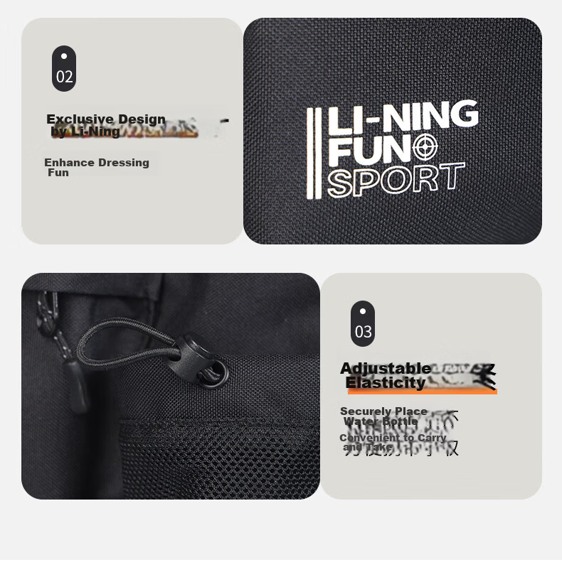 Li-Ning Crossbody Bag for Men, Lightweight Multifunctional Sports Travel Bag, Large Capacity Cycling Bag, Shoulder Bag, Athletic Casual Bag, Gray 18