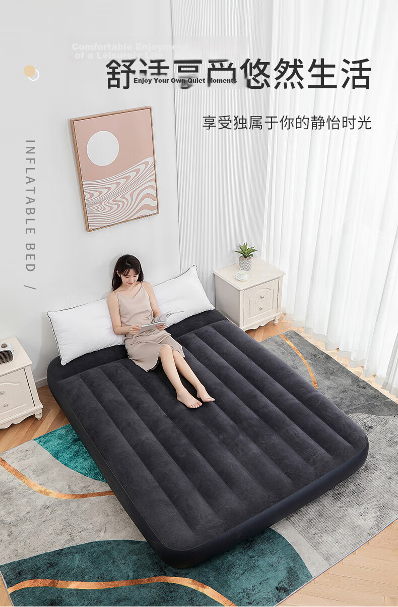 INTEX Double Large Inflatable Air Mattress with Built-In Electric Pump, Pillow, Automatic Inflation, for Car And Home Use, Foldable Bed for RV 64150 13
