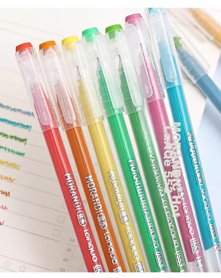 Languo Fluorescent Highlighter Journal Pen Set Colorful Glitter Gel Pens Student School Essential Neutral Pens Drawing Note-taking Large Capacity 18 Colors LG-D055 Quick Dry 7