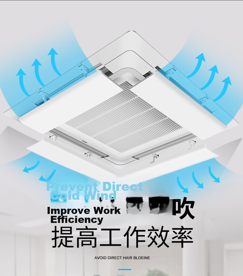 XIAOHUANGHOU Central Air Conditioning Wind Deflector, Anti-Direct Blowing Duct, No Drilling Required, Adjustable Angle, Alloy Durable, for Home And Office Use 3