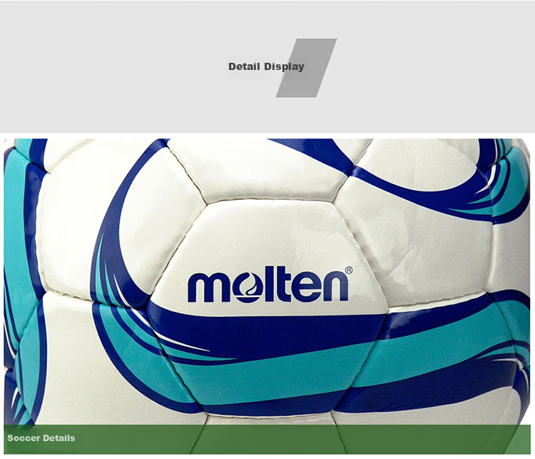 Molten Soccer Ball Size 5 Hand-Sewn Training Match Ball PVC Material F5F1700-WB Blue 6