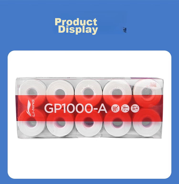 Li-Ning Badminton Grip Tape, Sweat-Absorbing And Non-Slip GP2000, Pack of Ten, Fluorescent Candy Pink Cherry Blossom 6