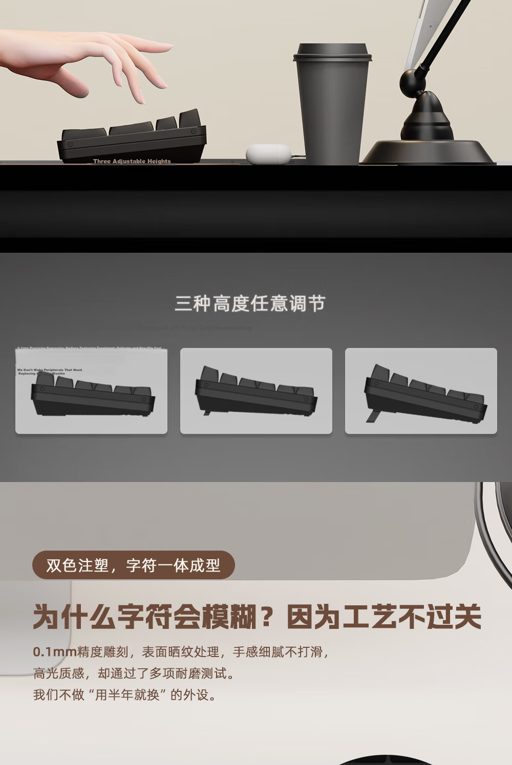 Aigo CK100 Wireless Keyboard and Mouse Mechanical Switch 2.4G Connection Gaming Business Office Universal High-Value Mechanical Keyboard and Mouse Set Coffee Color Red Switch 8