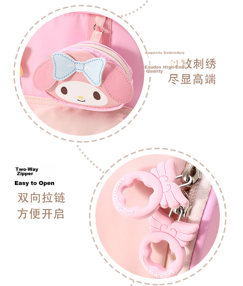Hello Kitty Kindergarten Backpack for Girls Aged 3-6, Princess Backpack for Children's Preschool, Double Shoulder Bag Gift, 96660 Kuromi Purple 12