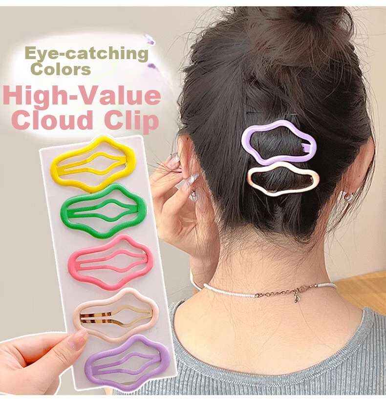 Chense Hair Clips for Women [5 Pieces], Colorful Cloud-Shaped Hollow Bangs Clips, Hairpins for Back of Head 8