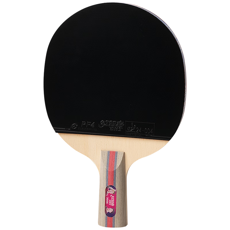 DHS Table Tennis Racket, Three-Star Straight Handle F3006, Inverted Rubber, Single Racket with Paddle Case + Table Tennis Ball