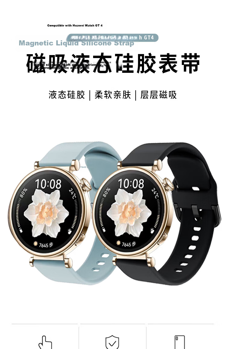 ESCASE Silicone Watch Strap for Huawei GT7/6/5/4, 41mm Women's Skin-Friendly Sweat-Resistant Sports Band, Dust-Resistant Frost White, 18mm Width 2