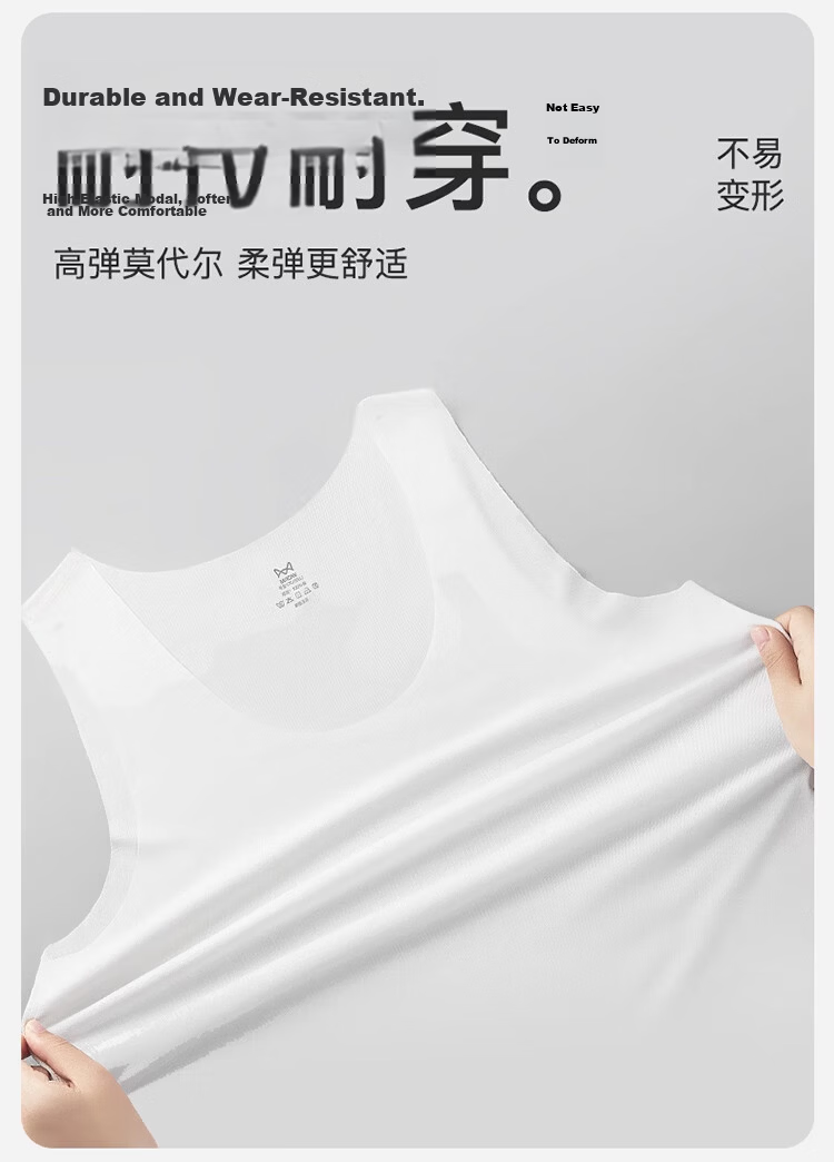 MiiOW 80S Modal Men's Tank Top, Spring And Autumn Ice Silk Seamless Sports Undershirt, Sleeveless Inner Layer, Cobalt Blue XL 16