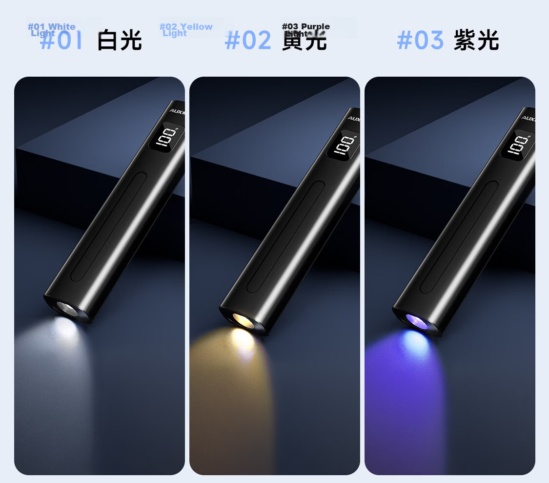 AUX Medical Flashlight Pupil Penlight Ophthalmology ENT Oral Examination Nurse Inspection Pen Yellow White Blue 7