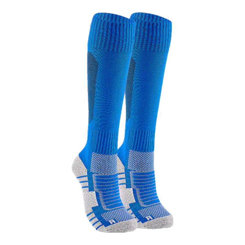 VICLeO Children's Soccer Socks, Over-Knee High Tube, Youth Terry Bottom Non-Slip Professional Training Long Socks V621362 Blue