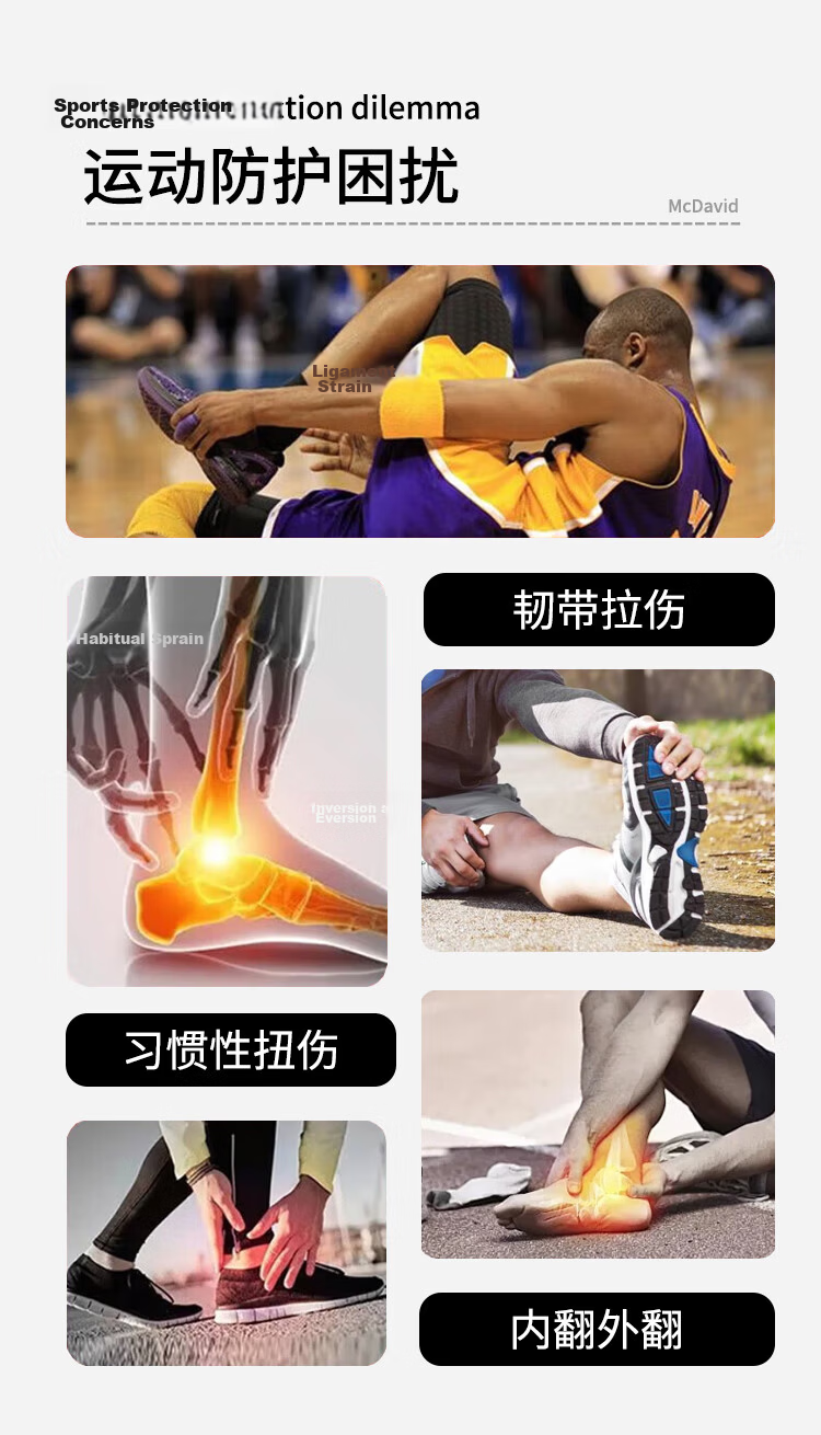 McDavid 432 Sports Ankle Support Bandage Breathable Sprain Protection Professional Basketball Running Outdoor Protective Gear, Black, Size S 4