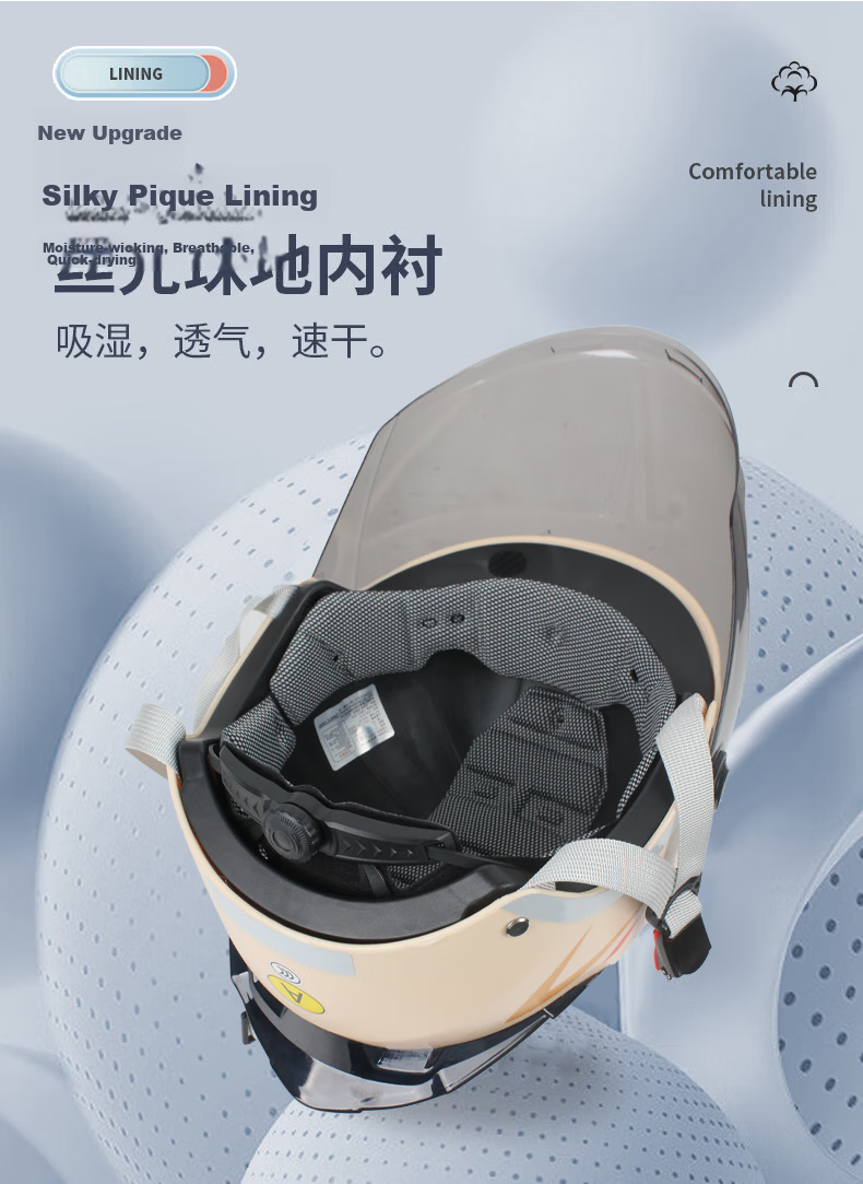Che Xiaocheng Motorcycle Helmet Electric Vehicle 3C Certified Summer Breathable Safety Helmet Half Helmet Sunshade Sunscreen Visor Safety Cap Black Adjustable Head Circumference Universal for All Seas 6
