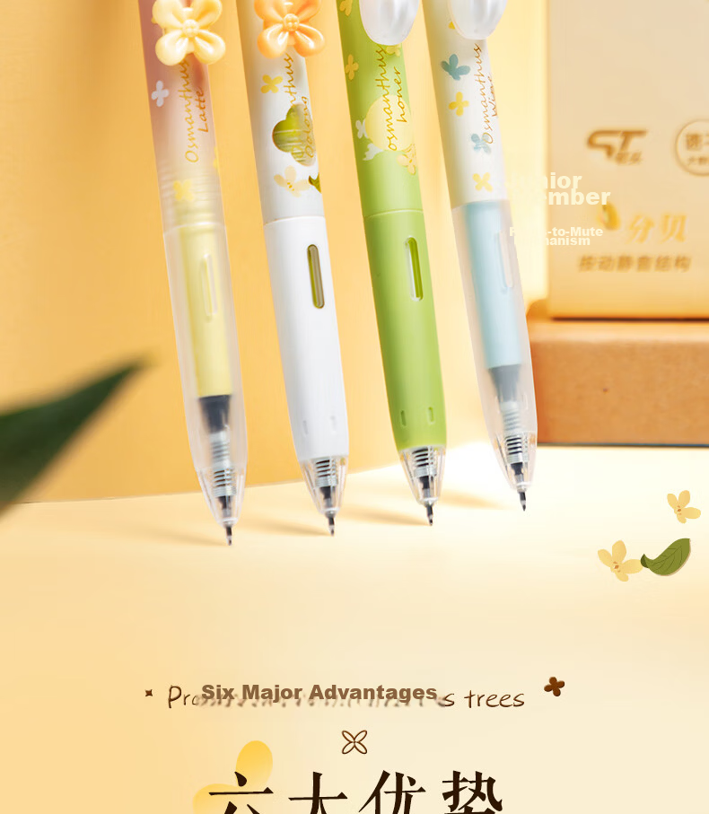 MASMARCU Morning Light Stationery Four Fruit Bubble 0.5mm Black Quick-Dry Gel Pen Student Exam Writing Signature Pen 2pcs Random Color AGPK6931-ZZ 2