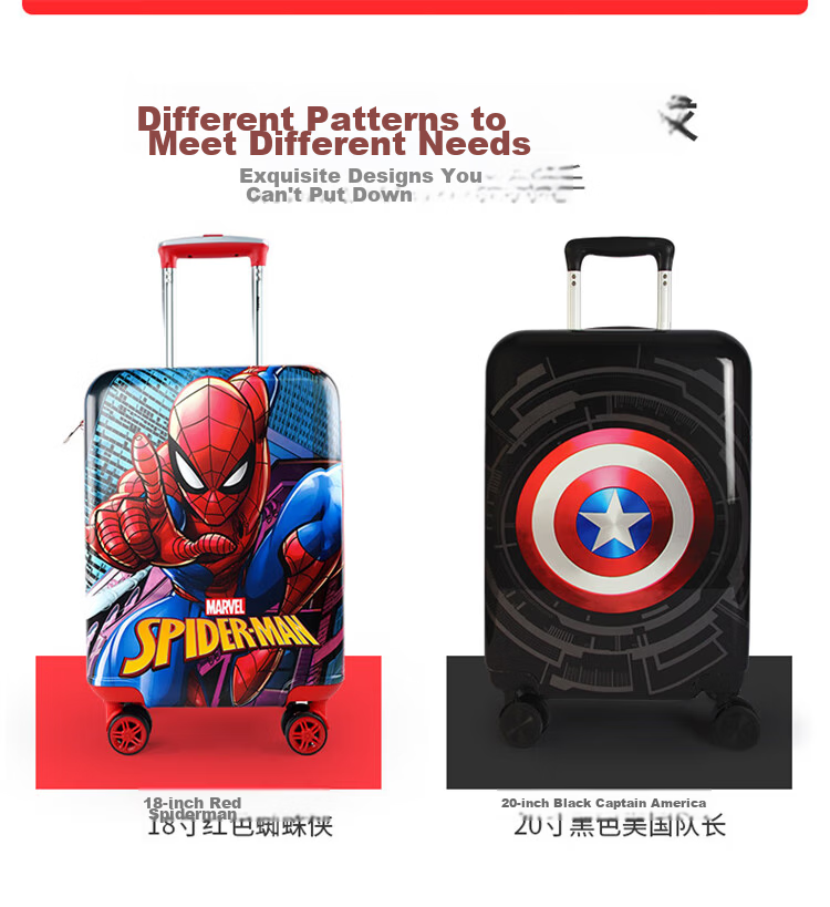 Mesuca Disney Collaboration Luggage, Children's Leather Suitcase, Student Travel Case, Carry-On Spider-Man Suitcase, 20 Inches 3
